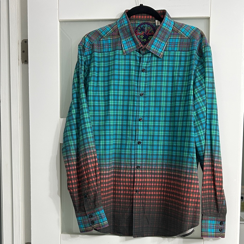 Robert Graham Vibrant Plaid Button-Down Shirt size XL